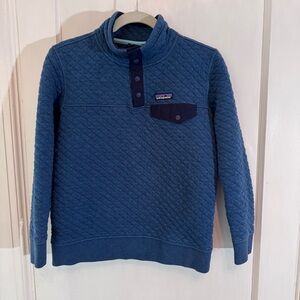 Women's Patagonia Organic Cotton Quilt Snap-T Pullover Quilted Blue XS